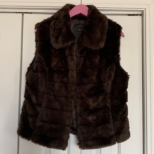 Investments Brown Faux Fur Vest